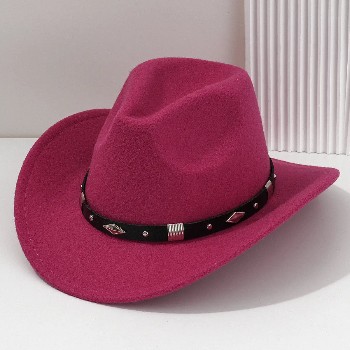 Men's Brown Felt Concert Hat with Metal Belt - Image 10