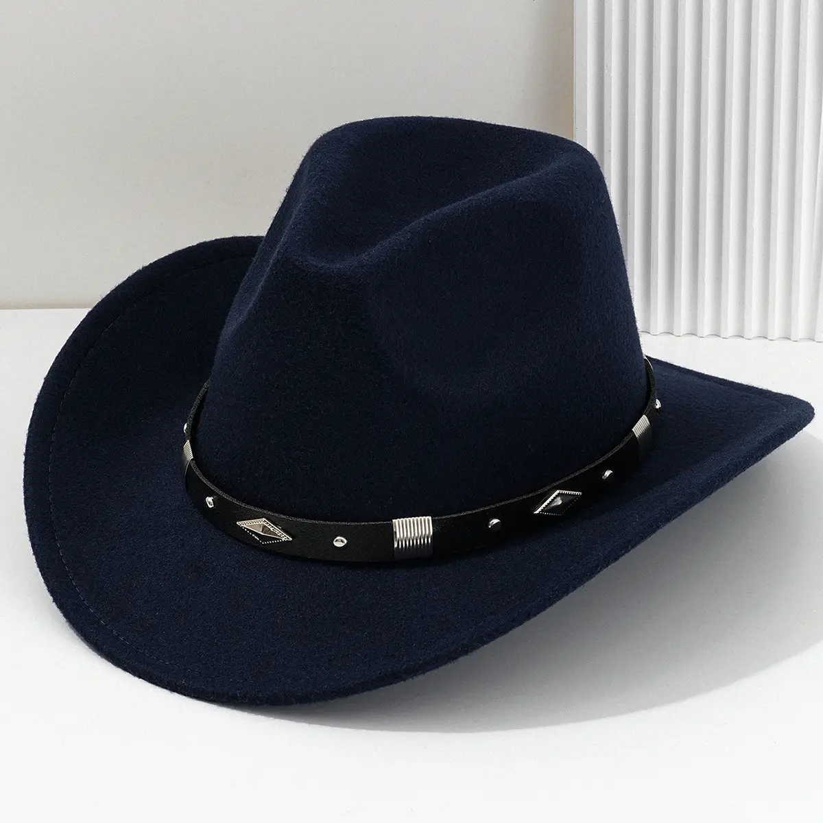 Men's Brown Felt Concert Hat with Metal Belt - Image 12