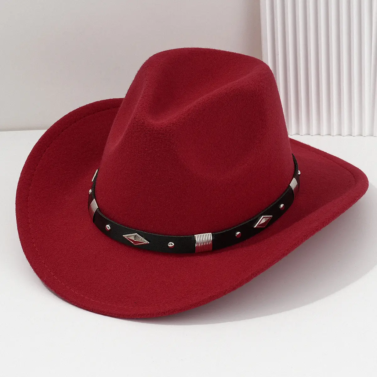 Men's Brown Felt Concert Hat with Metal Belt - Image 4