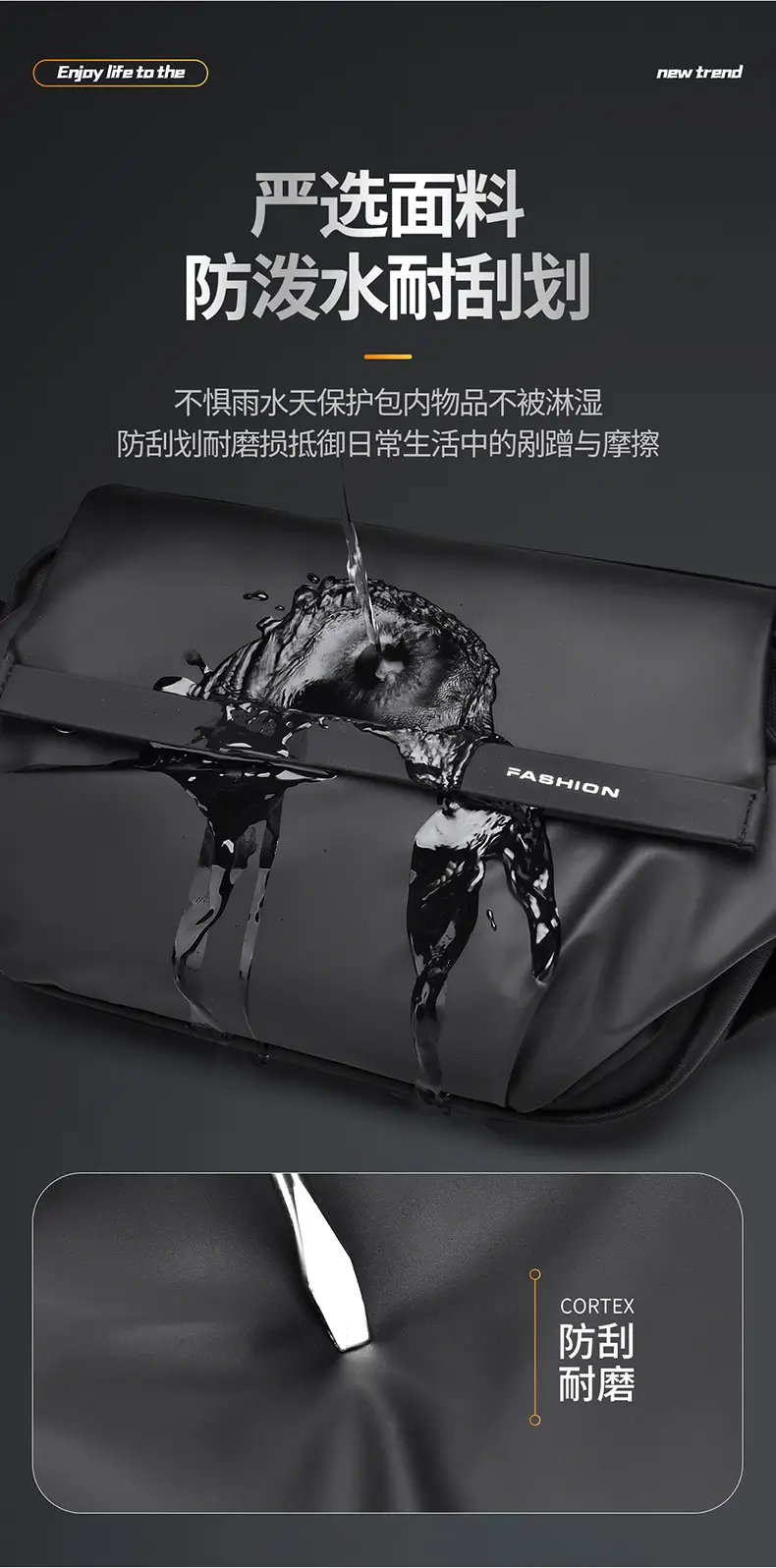 Men's Black Jersey Casual Shoulder Bag with Camera & Keys — feature 13