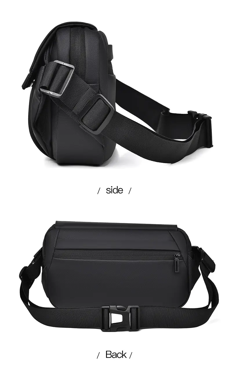 Men's Black Jersey Casual Shoulder Bag with Camera & Keys — feature 17