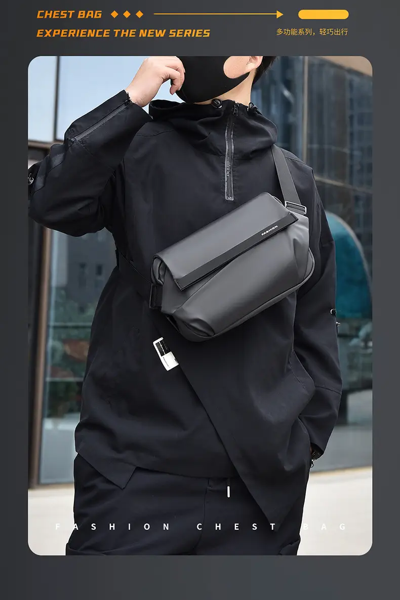 Men's Black Jersey Casual Shoulder Bag with Camera & Keys — feature 6
