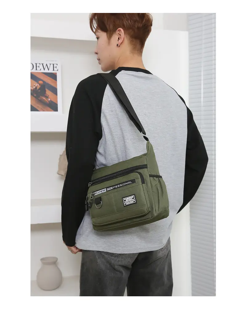 Men's Waterproof Five-Layer Crossbody Bag Olive Green — feature 15