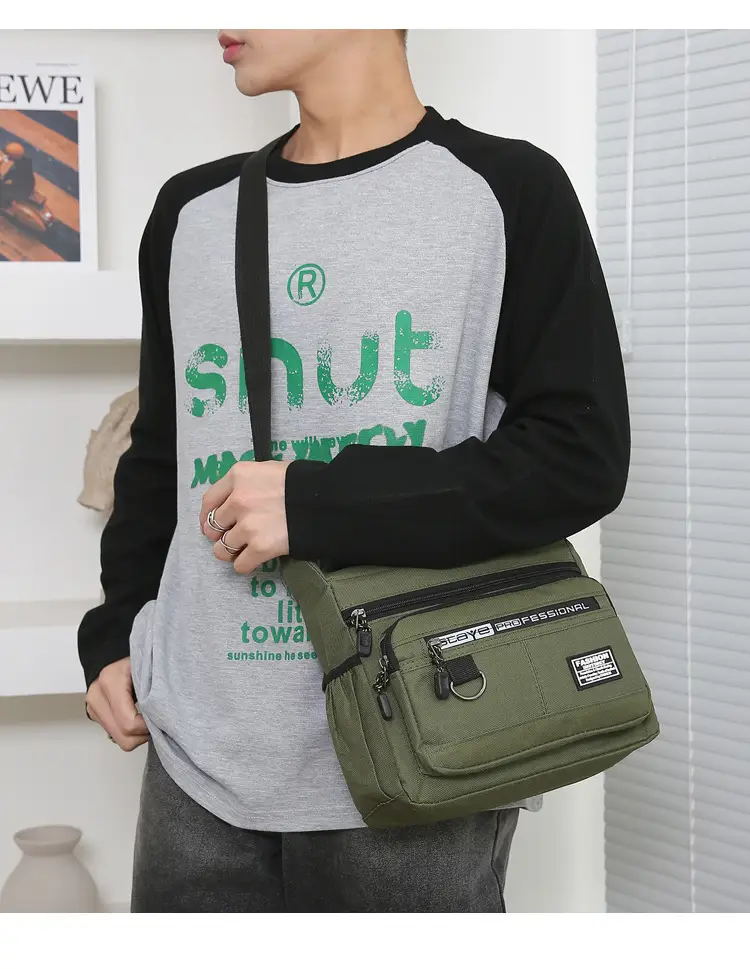 Men's Waterproof Five-Layer Crossbody Bag Olive Green — feature 16