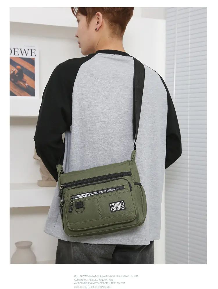 Men's Waterproof Five-Layer Crossbody Bag Olive Green — feature 17