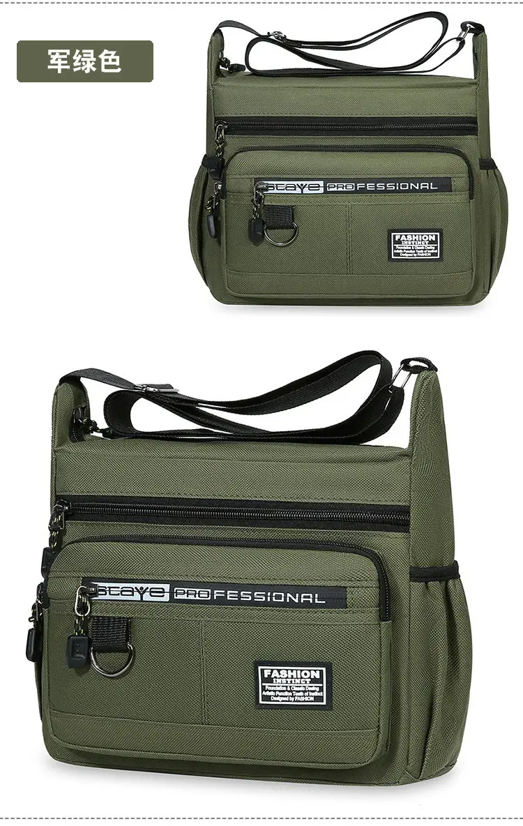 Men's Waterproof Five-Layer Crossbody Bag Olive Green — feature 25