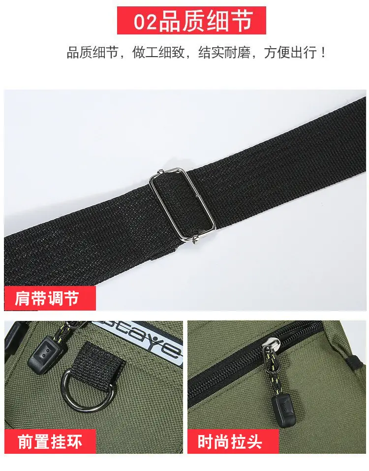 Men's Waterproof Five-Layer Crossbody Bag Olive Green — feature 6