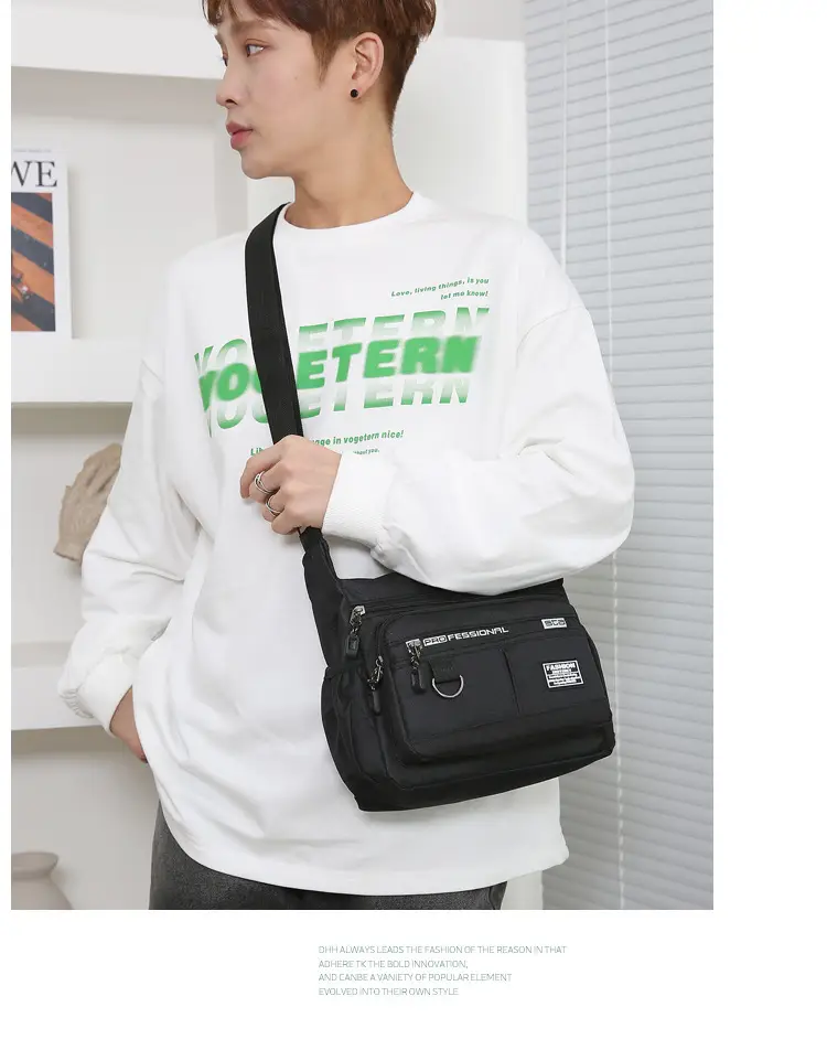 Men's Waterproof Five-Layer Crossbody Bag Olive Green — feature 9