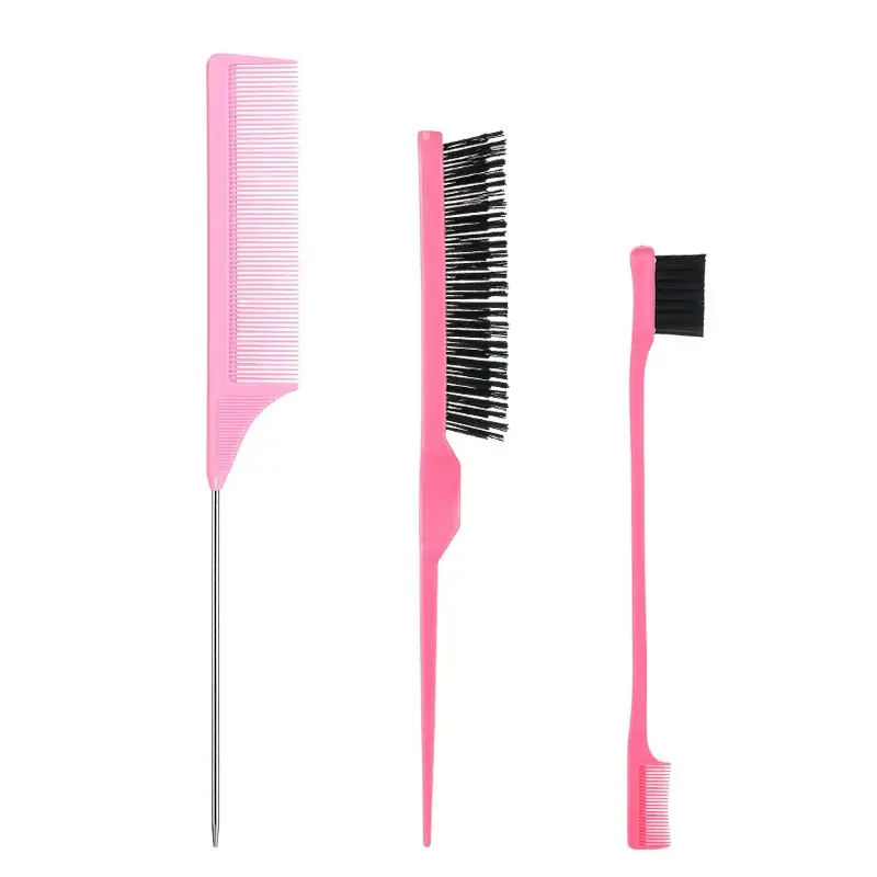 Cross-border Hair Comb Set Three-Piece Eyebrow Brush Steel Needle Tail Comb - Image 4