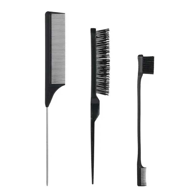 Cross-border Hair Comb Set Three-Piece Eyebrow Brush Steel Needle Tail Comb - Image 5