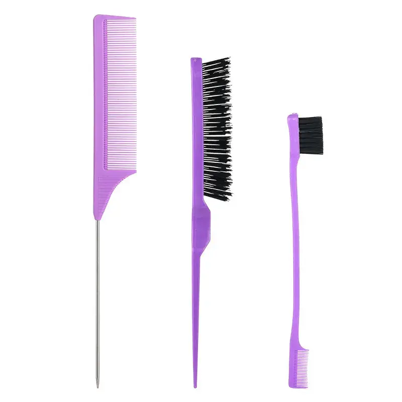 Cross-border Hair Comb Set Three-Piece Eyebrow Brush Steel Needle Tail Comb - Image 6