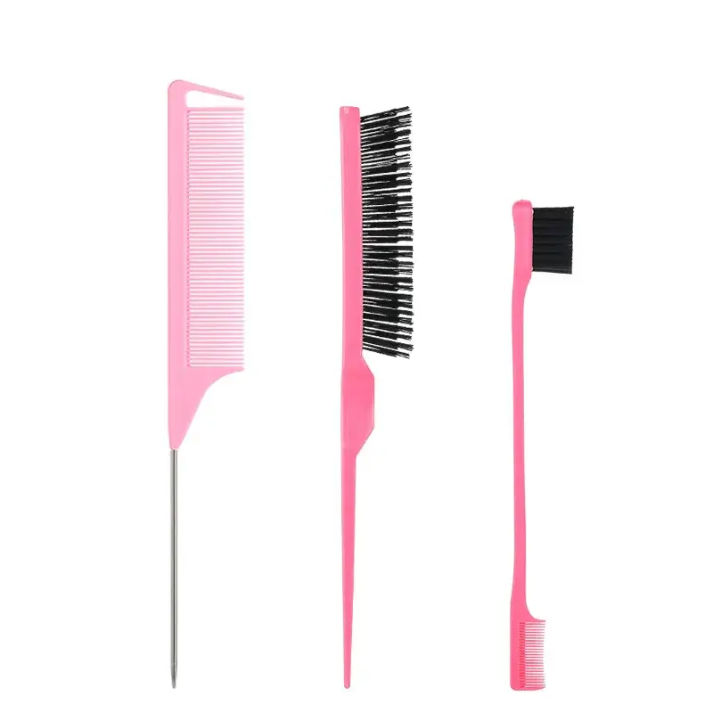 Cross-border Hair Comb Set Three-Piece Eyebrow Brush Steel Needle Tail Comb - Image 7