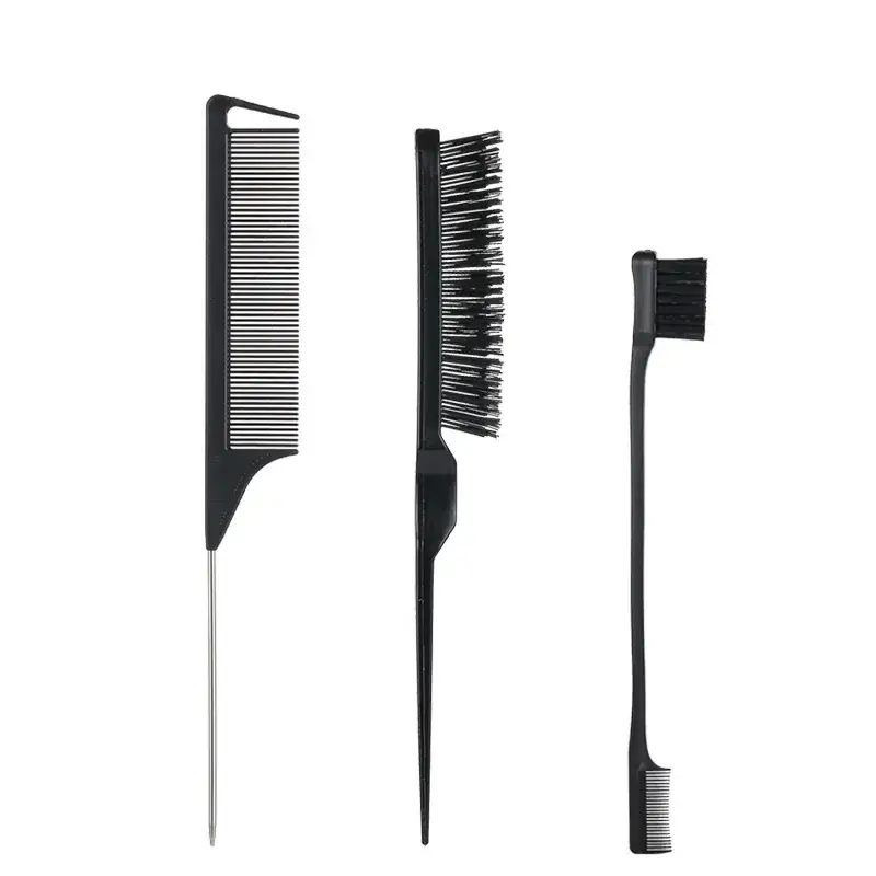 Cross-border Hair Comb Set Three-Piece Eyebrow Brush Steel Needle Tail Comb - Image 8