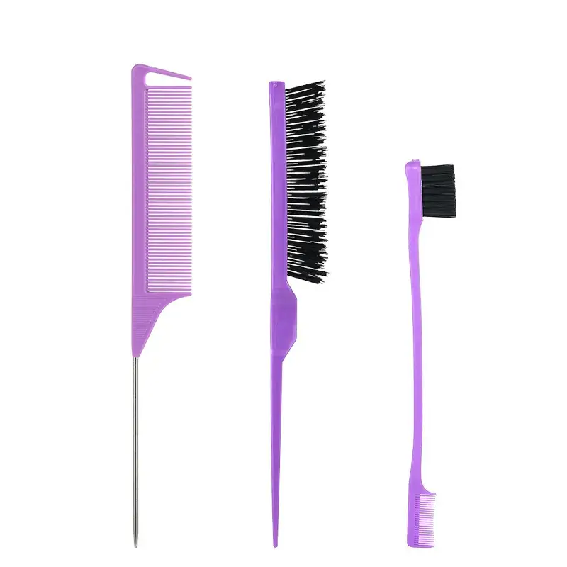 Cross-border Hair Comb Set Three-Piece Eyebrow Brush Steel Needle Tail Comb - Image 9