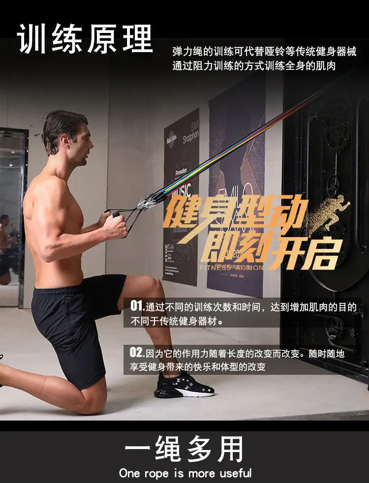 Tensioner Tension Belt Set Multi-Functional Door Sports 11-Piece Combination Fitness Tension Rope — feature 13