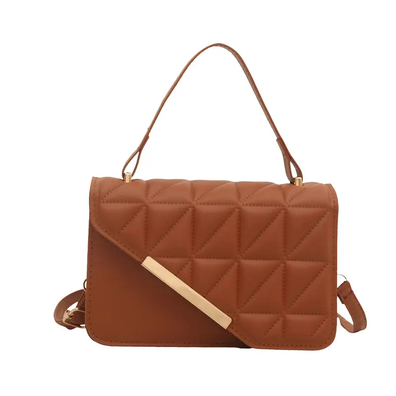 Black Quilted Shoulder Messenger Bag with Gold Plated Clasp