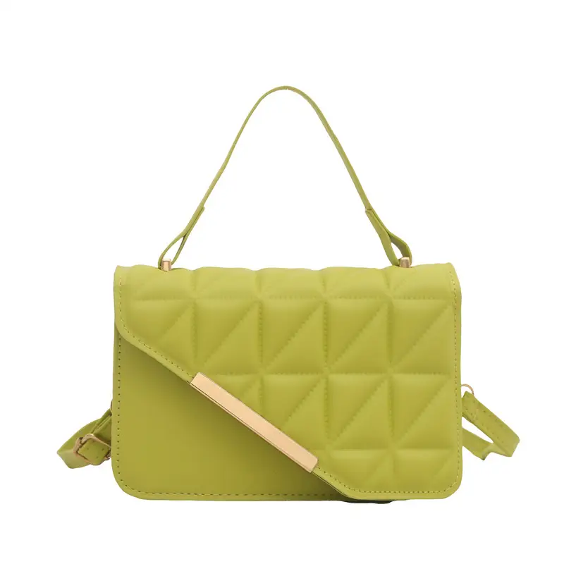 Black Quilted Shoulder Messenger Bag with Gold Plated Clasp