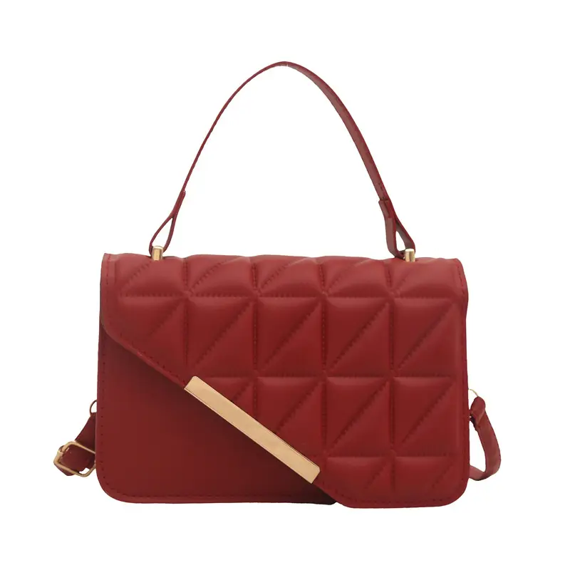Black Quilted Shoulder Messenger Bag with Gold Plated Clasp