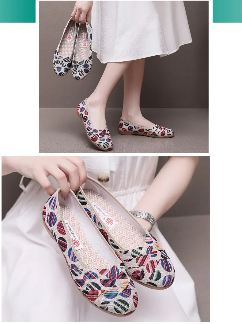 Spring and Summer New Old Beijing Cloth Shoes Women's Low-top All-match Canvas Shoes Slip-on Flat Shoes Low Heel Comfortable Fisherman Shoes — feature 17