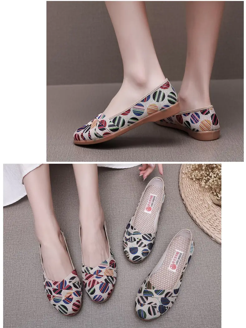 Spring and Summer New Old Beijing Cloth Shoes Women's Low-top All-match Canvas Shoes Slip-on Flat Shoes Low Heel Comfortable Fisherman Shoes — feature 18