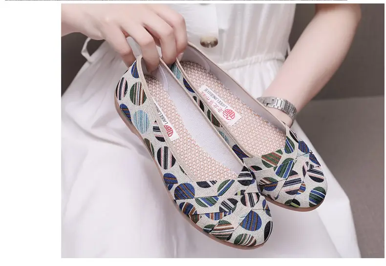 Spring and Summer New Old Beijing Cloth Shoes Women's Low-top All-match Canvas Shoes Slip-on Flat Shoes Low Heel Comfortable Fisherman Shoes — feature 19