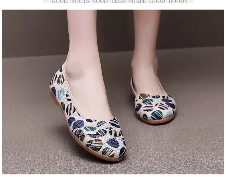 Spring and Summer New Old Beijing Cloth Shoes Women's Low-top All-match Canvas Shoes Slip-on Flat Shoes Low Heel Comfortable Fisherman Shoes — feature 8