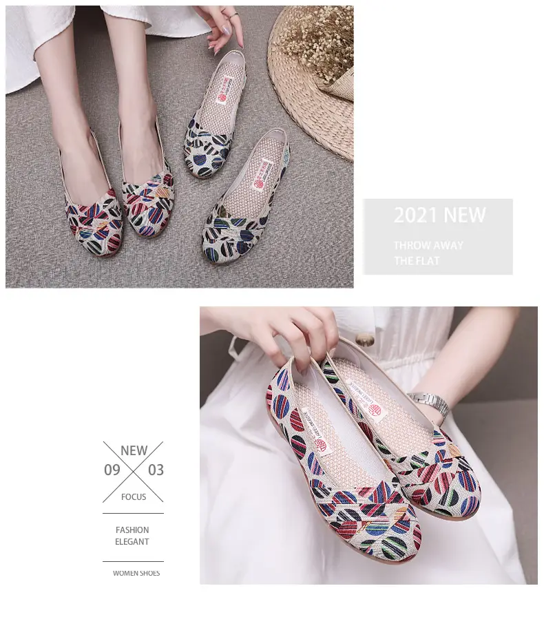 Spring and Summer New Old Beijing Cloth Shoes Women's Low-top All-match Canvas Shoes Slip-on Flat Shoes Low Heel Comfortable Fisherman Shoes — feature 9