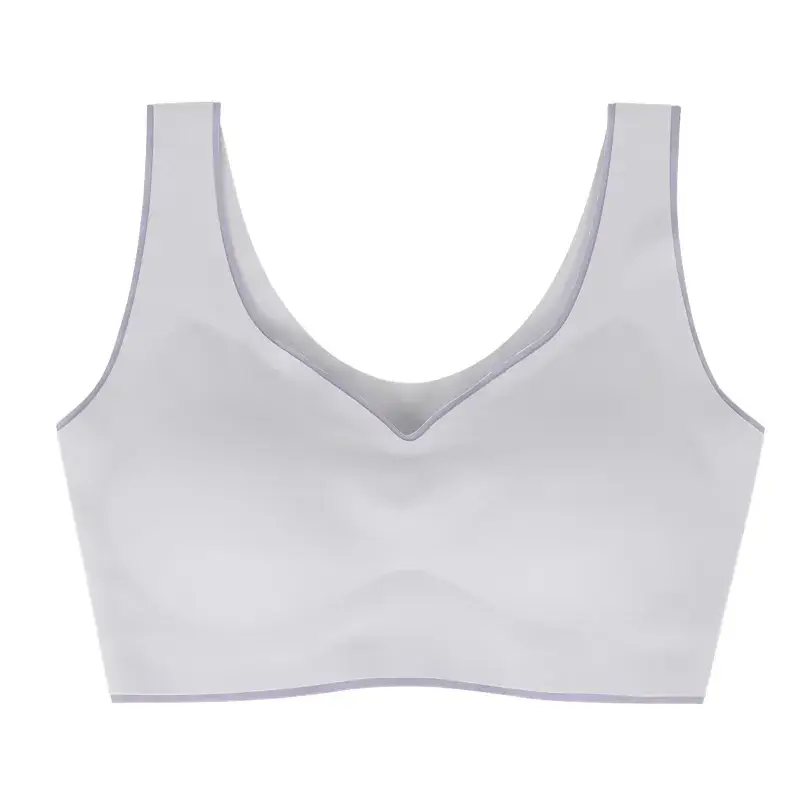 Wide Shoulder Strap Underwear Women Small Chest Gathering 7A Antibacterial Cool Sense Ice Silk Vest No Steel Ring Bra No Mark Bra