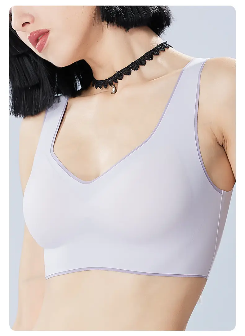 Wide Shoulder Strap Underwear Women Small Chest Gathering 7A Antibacterial Cool Sense Ice Silk Vest No Steel Ring Bra No Mark Bra — feature 14