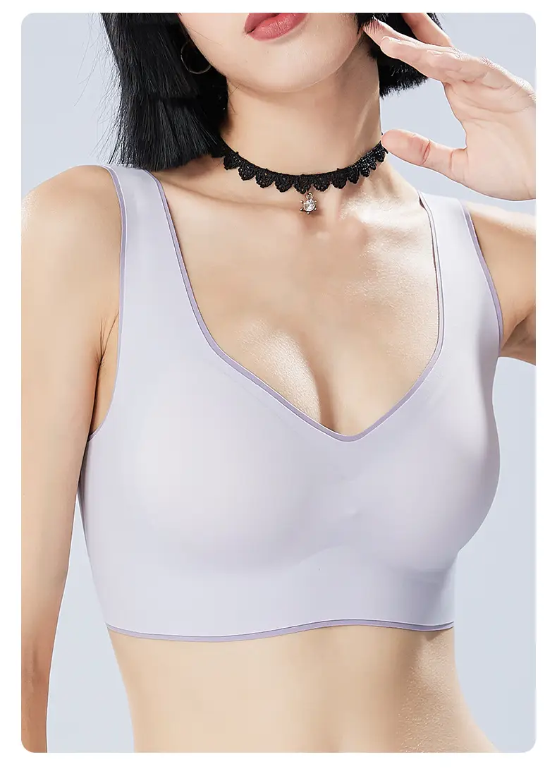 Wide Shoulder Strap Underwear Women Small Chest Gathering 7A Antibacterial Cool Sense Ice Silk Vest No Steel Ring Bra No Mark Bra — feature 15