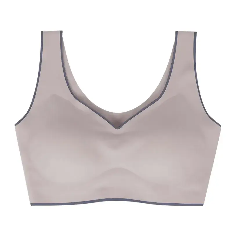 Wide Shoulder Strap Underwear Women Small Chest Gathering 7A Antibacterial Cool Sense Ice Silk Vest No Steel Ring Bra No Mark Bra