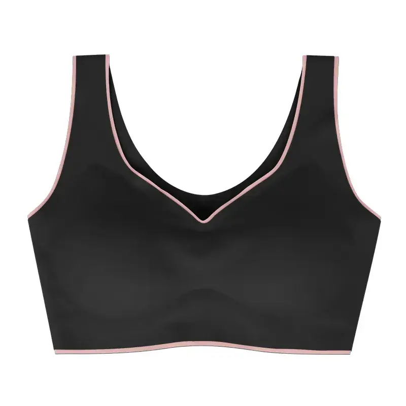 Wide Shoulder Strap Underwear Women Small Chest Gathering 7A Antibacterial Cool Sense Ice Silk Vest No Steel Ring Bra No Mark Bra