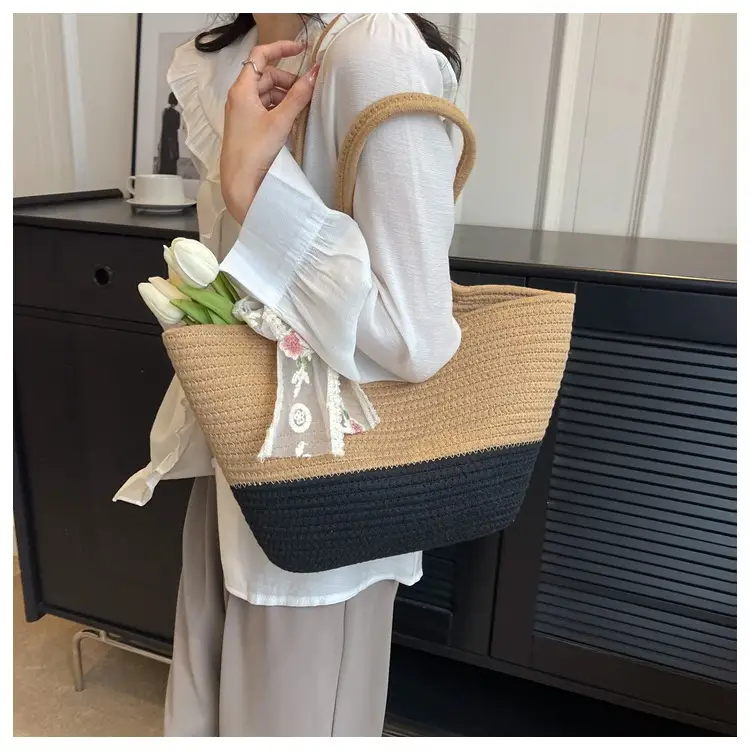 Women's Beige Woven Crossbody Bag with Bow — feature 18