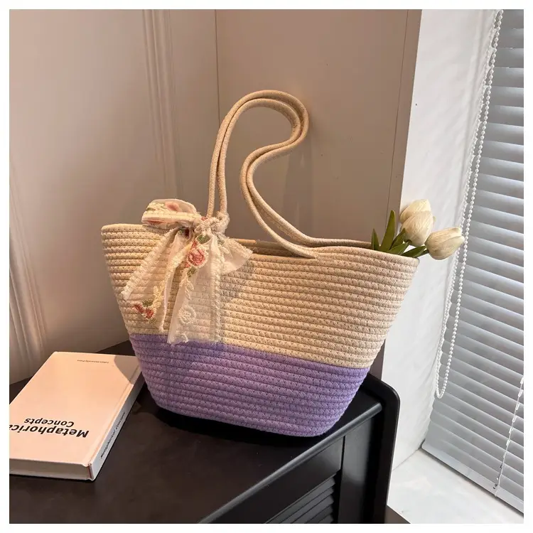 Women's Beige Woven Crossbody Bag with Bow — feature 31
