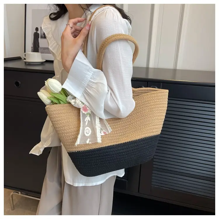 Women's Beige Woven Crossbody Bag with Bow — feature 9