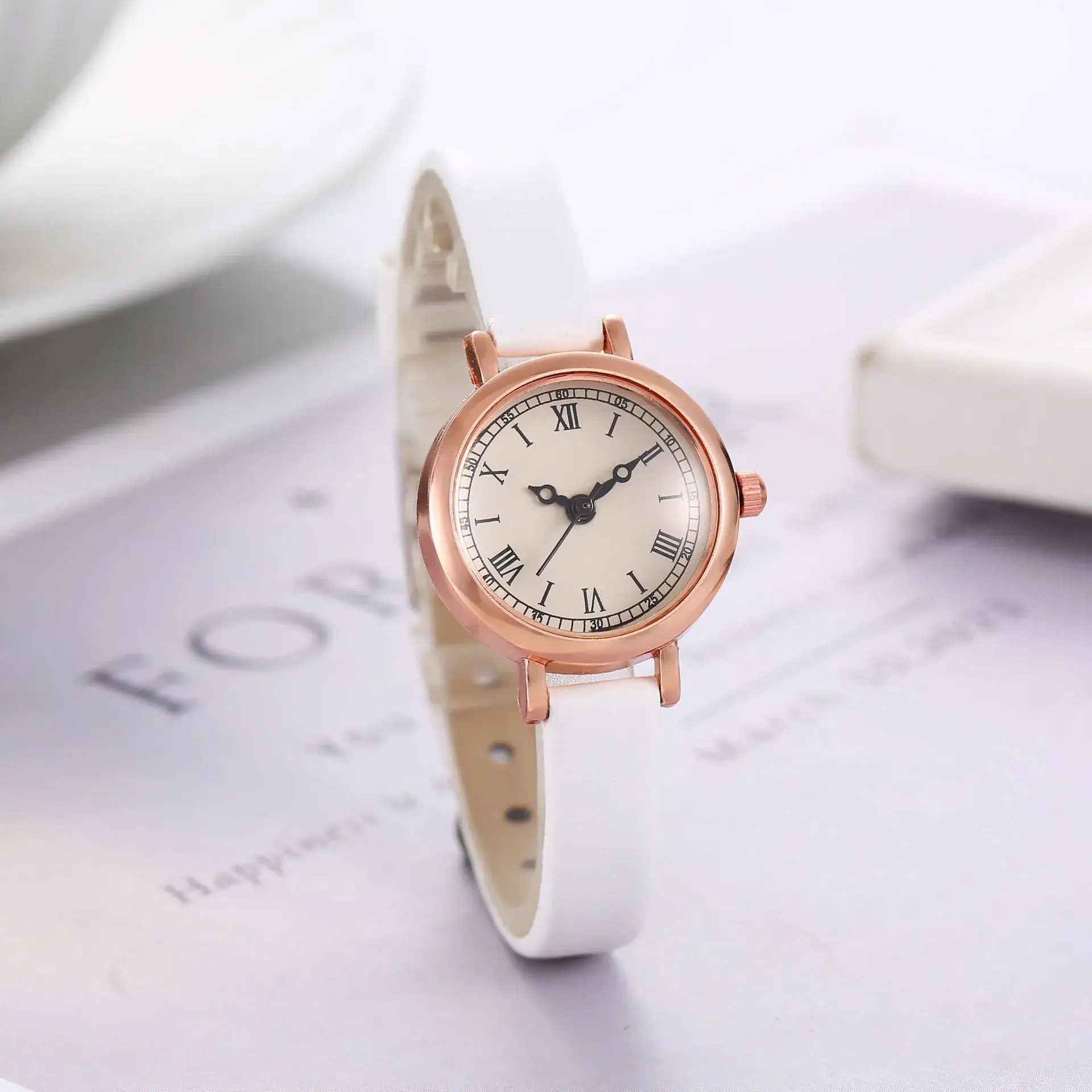 Women's Rose Gold Analog Watch with Black Strap - Image 6