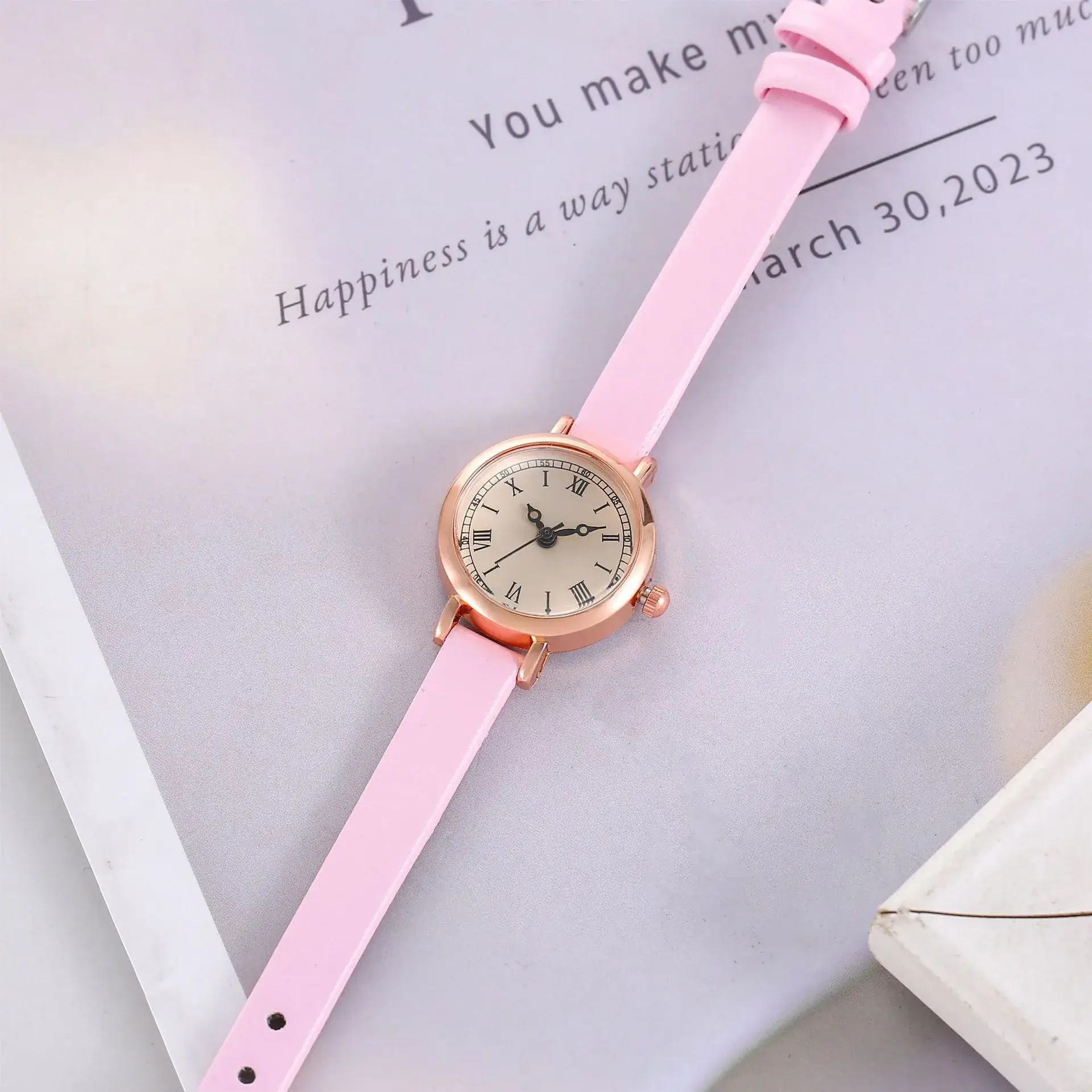 Women's Rose Gold Analog Watch with Black Strap - Image 7