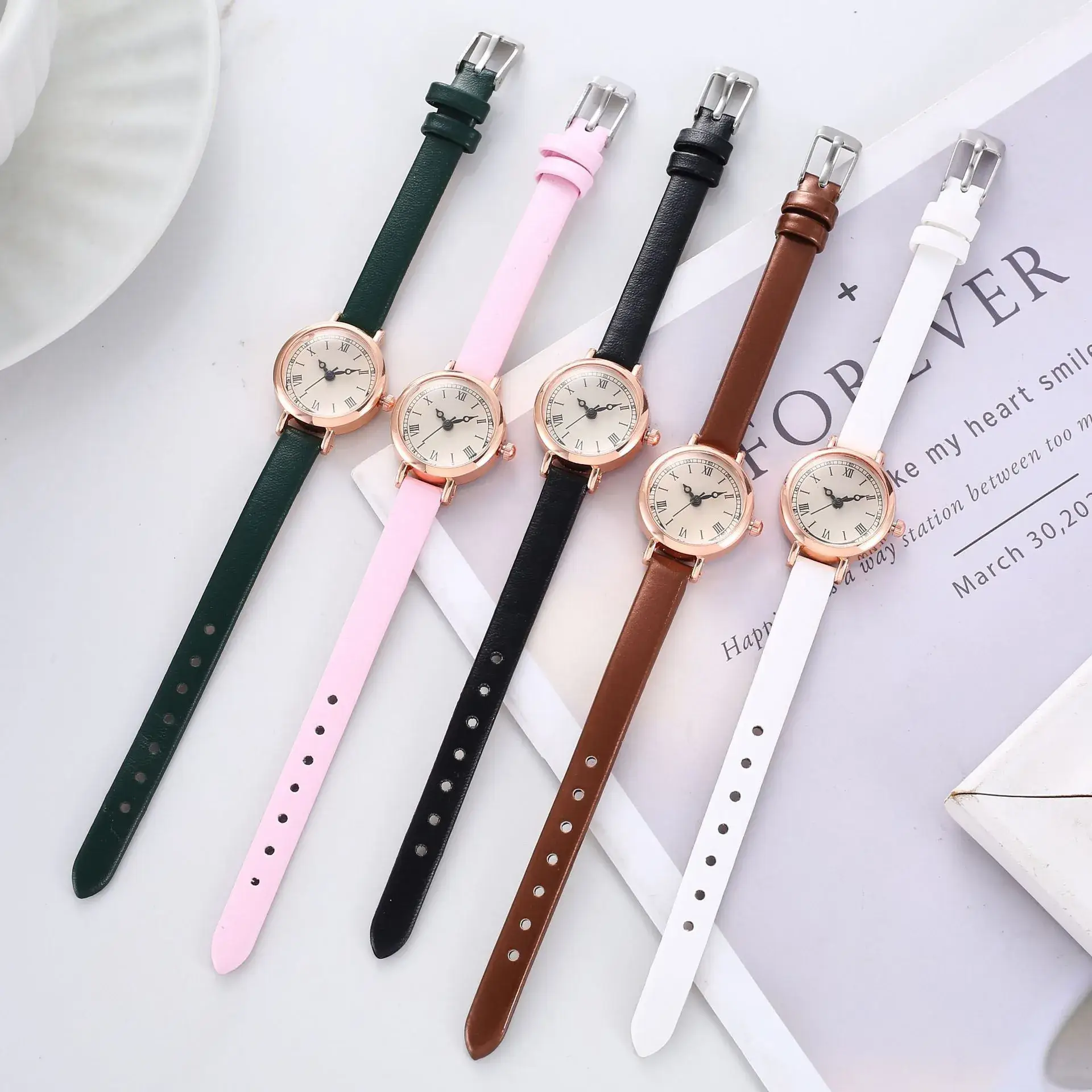 Women's Rose Gold Analog Watch with Black Strap - Image 9
