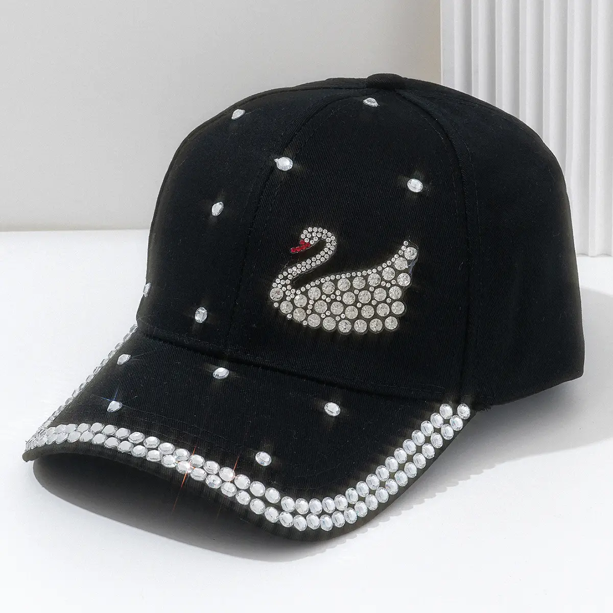 White Rhinestone Swan Cap for Women Party Sunshade - Image 2