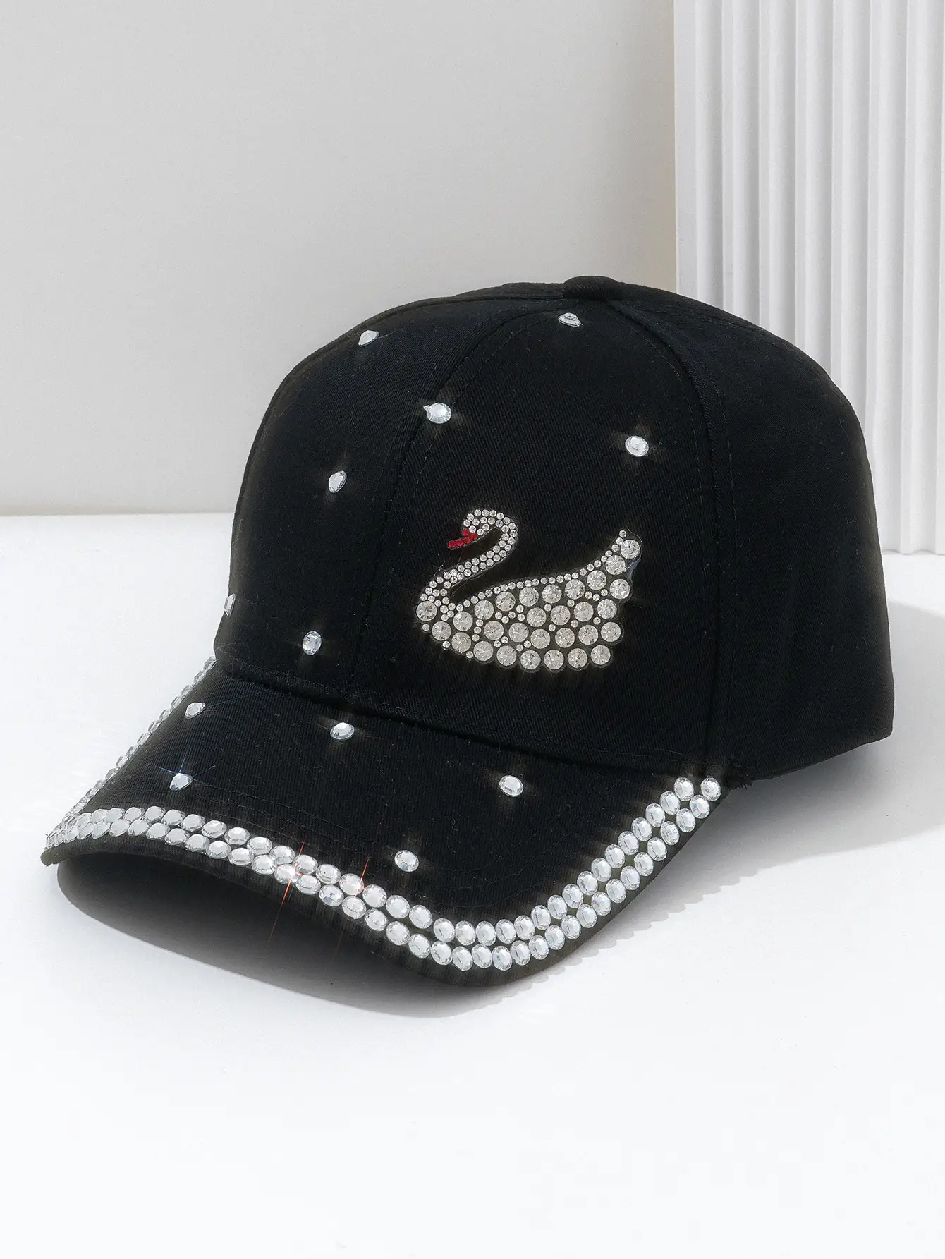 White Rhinestone Swan Cap for Women Party Sunshade — feature 2
