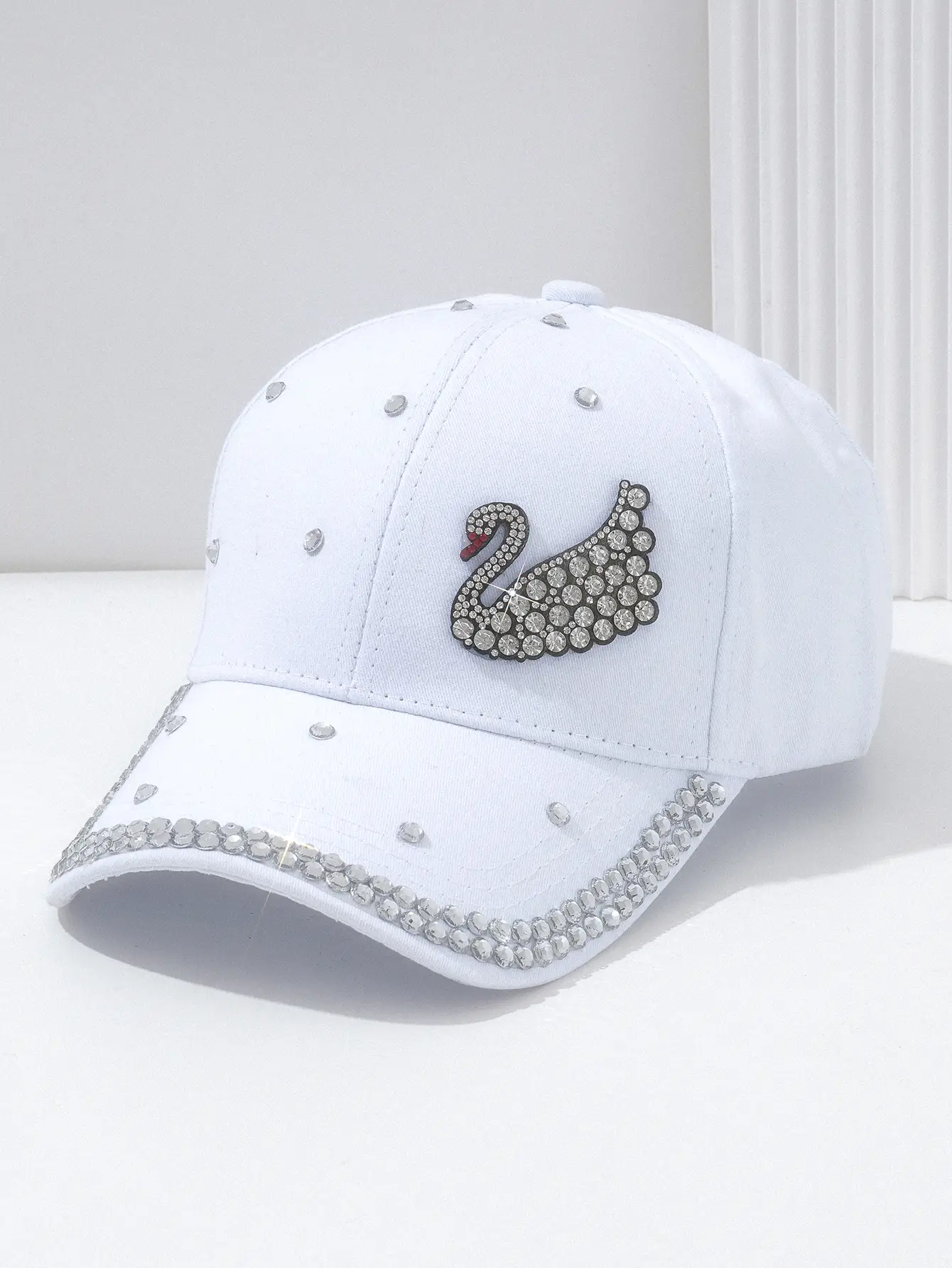 White Rhinestone Swan Cap for Women Party Sunshade — feature 7