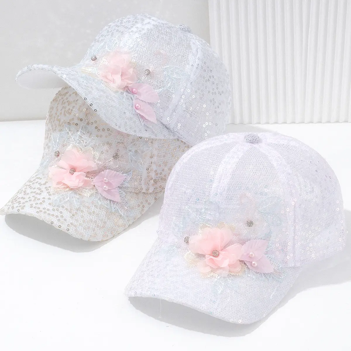 Women's Pearl Petal Sequin Baseball Cap - Image 4