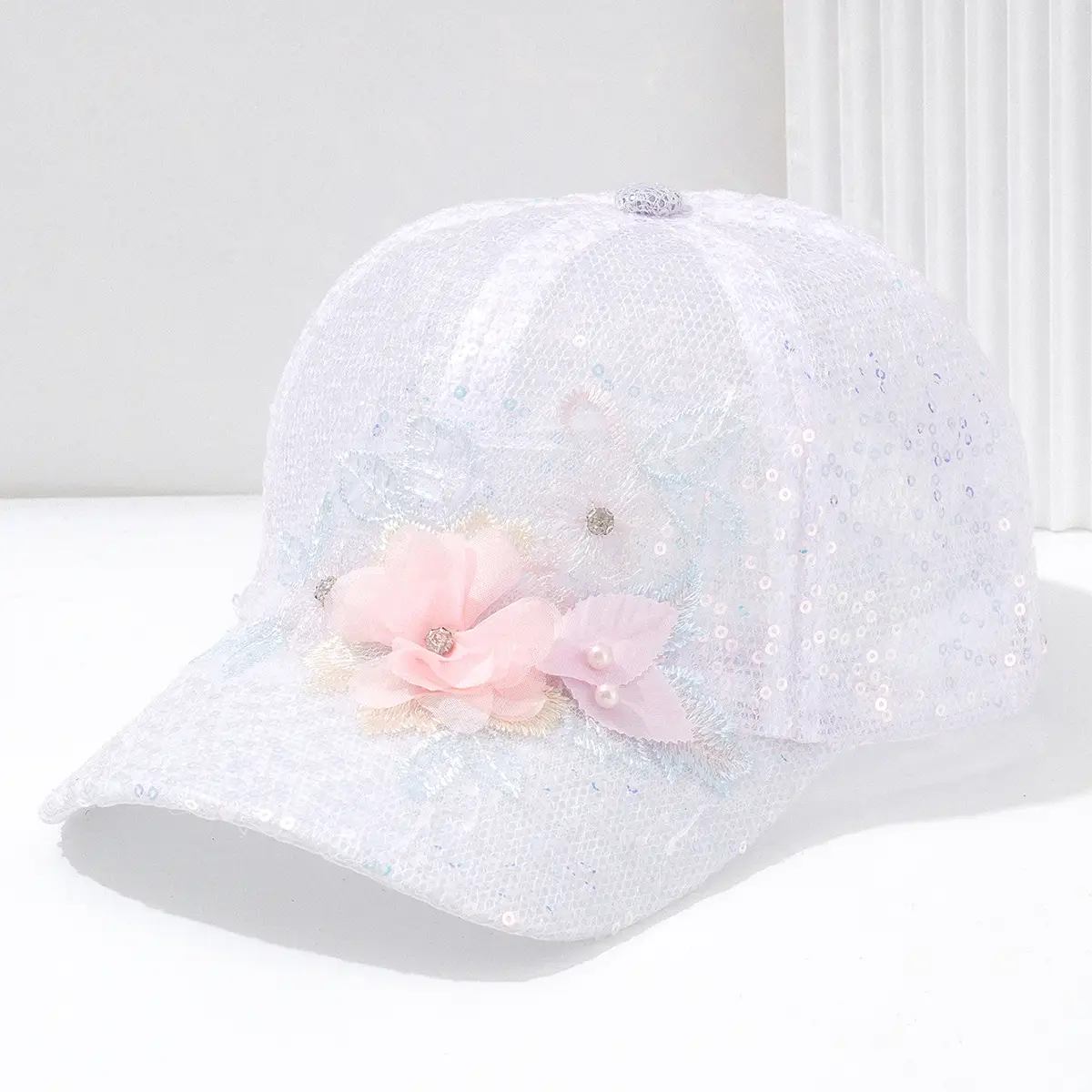 Women's Pearl Petal Sequin Baseball Cap - Image 2