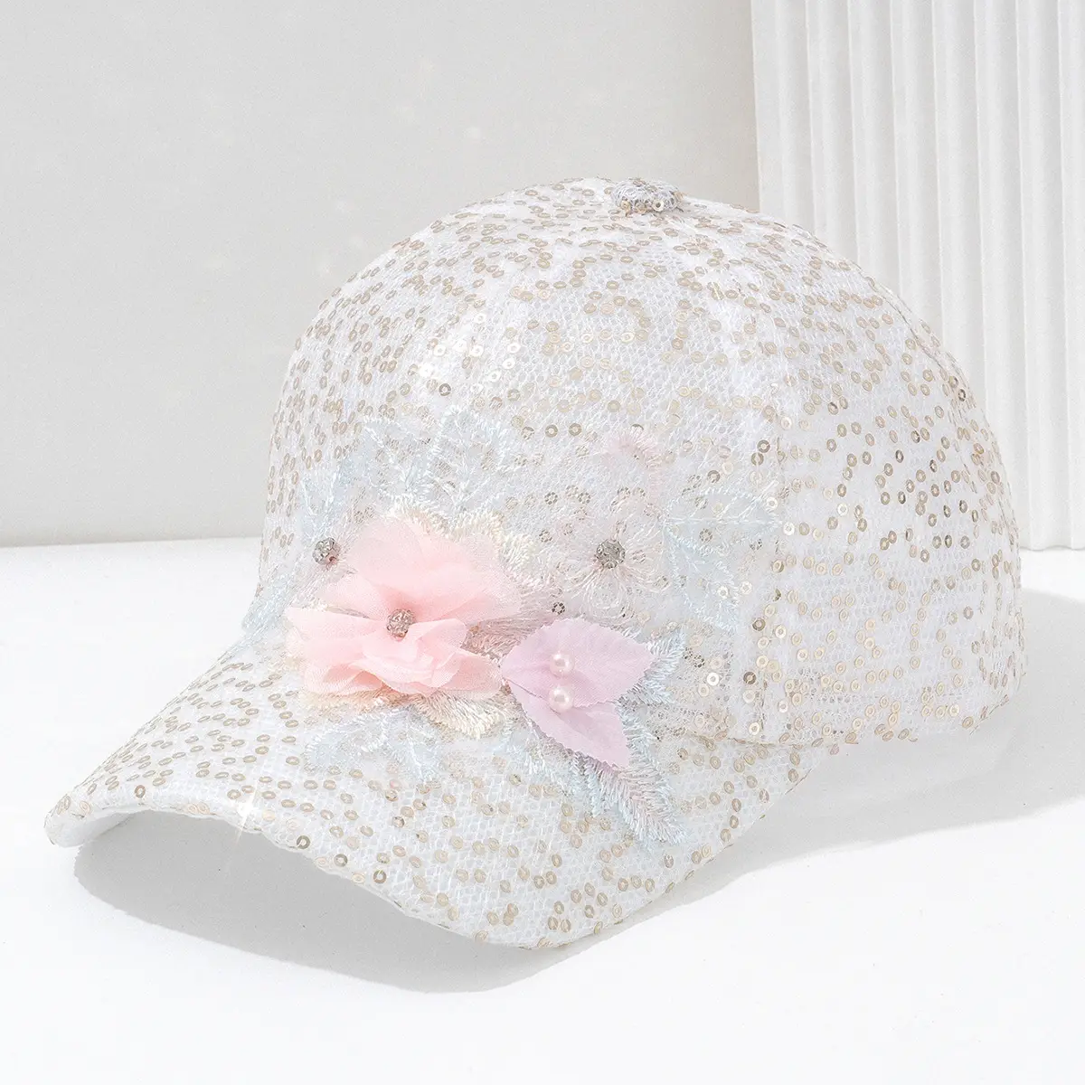 Women's Pearl Petal Sequin Baseball Cap - Image 3