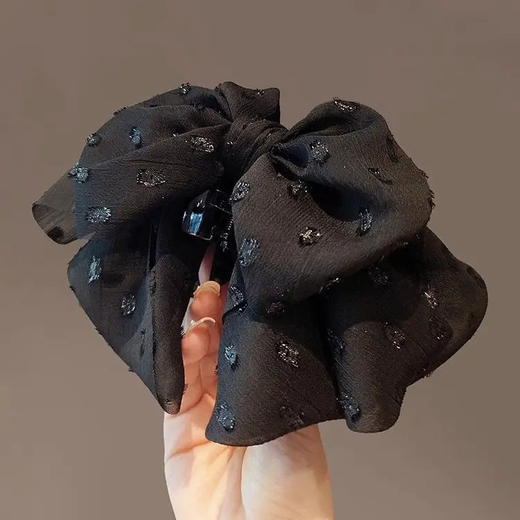 Black Star Hairpin with Embellished Bow Clip - Image 2