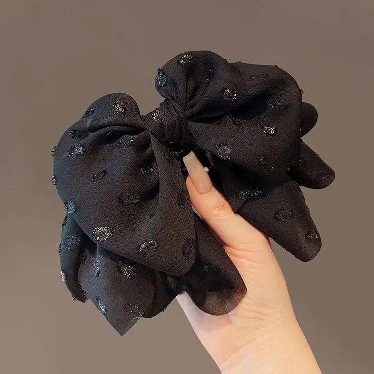 Black Star Hairpin with Embellished Bow Clip - Image 3
