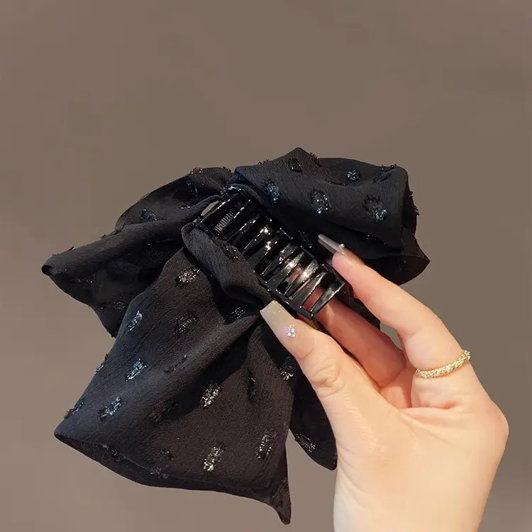 Black Star Hairpin with Embellished Bow Clip - Image 4