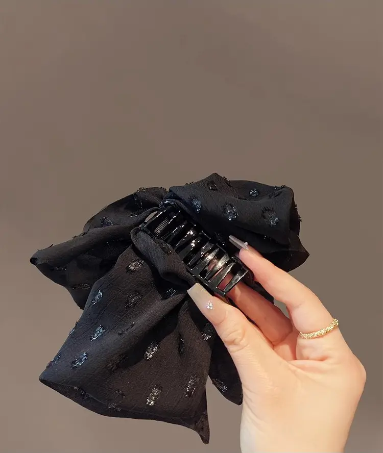 Black Star Hairpin with Embellished Bow Clip — feature 6