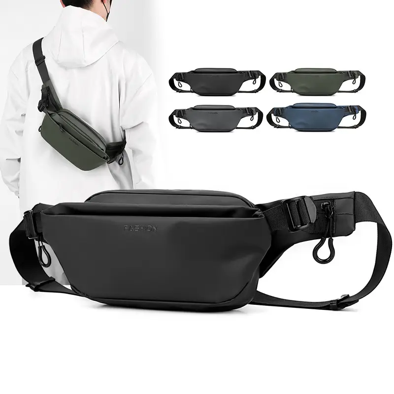 Men's Black Casual Crossbody Bag with Watch & Keys - Image 6
