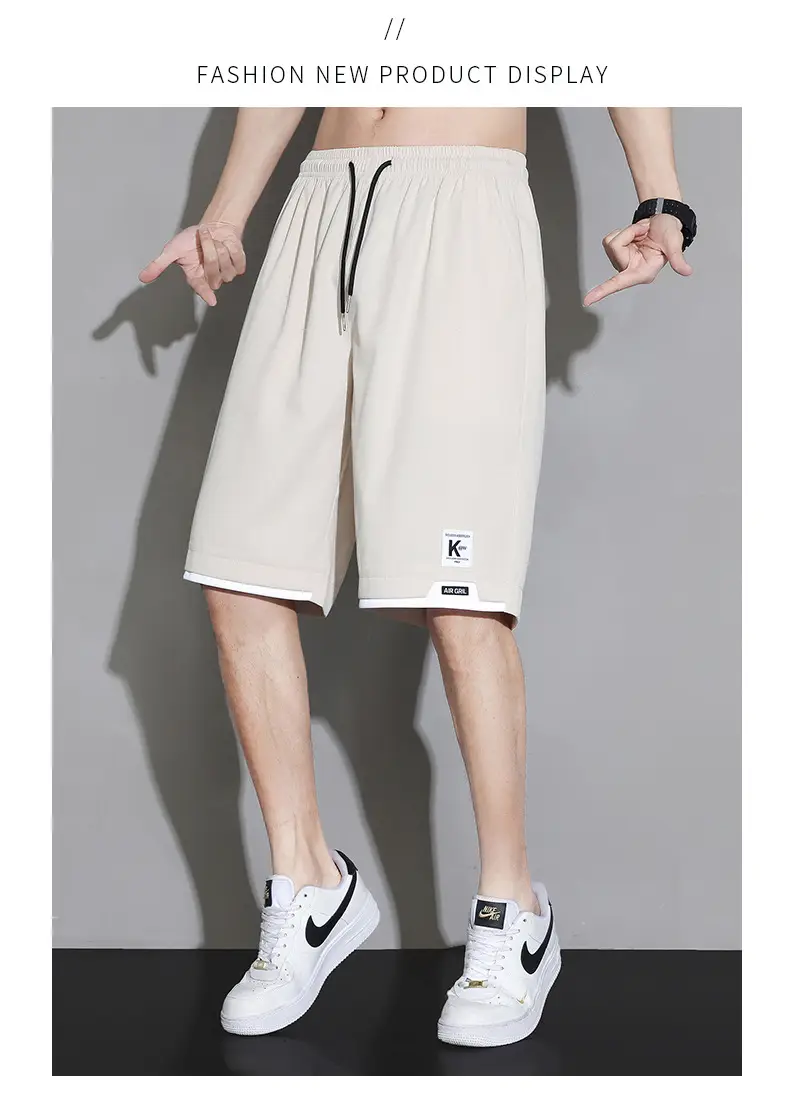 Men Ice Silk Shorts Grey 2024 Summer Casual — feature 16